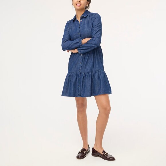 J. Crew Dresses & Skirts - 👗 J.Crew Chambray Button-Front Shirt Dress – Size 00 XXS – Denim Blue